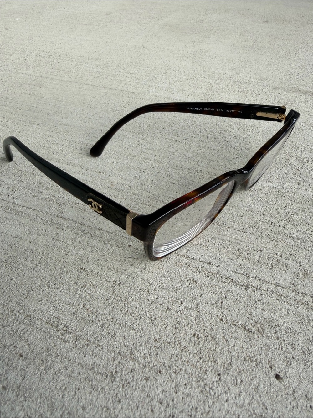 Chanel Eyeglasses Frame 3246-Q Tortoise Brown 53□17 140 Made in Italy